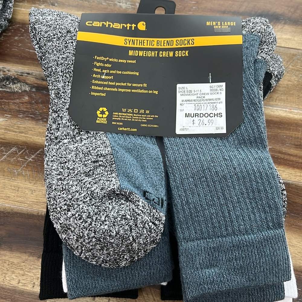 Carhartt Synthetic Blend Socks 6 pairs